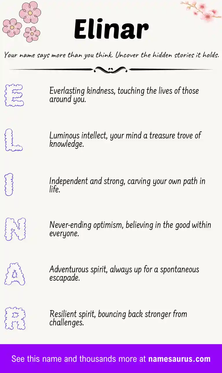Acrostic poem about Elinar.