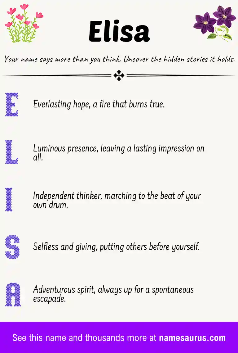Acrostic poem about Elisa.