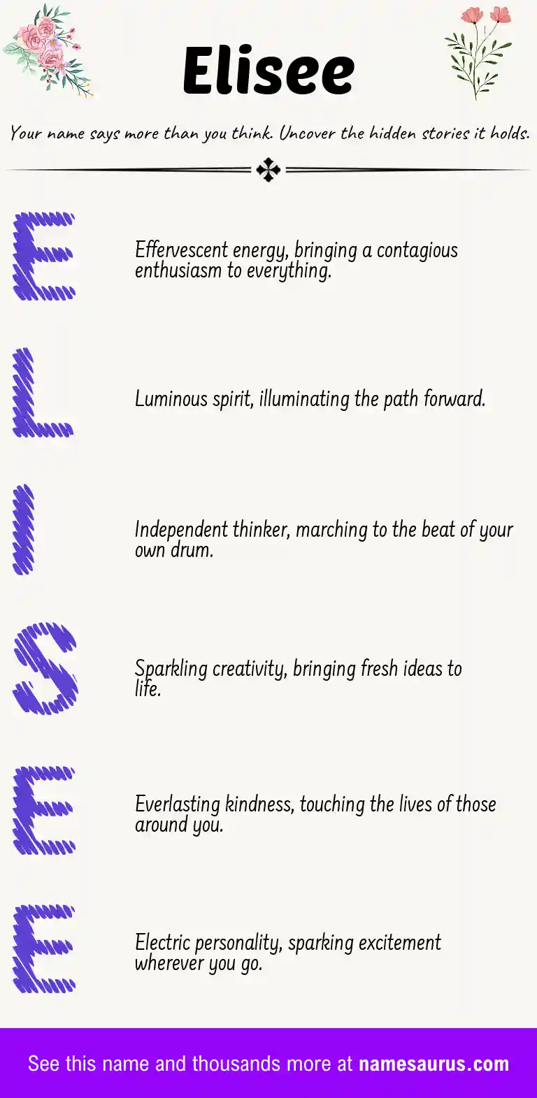 Acrostic poem about Elisee.