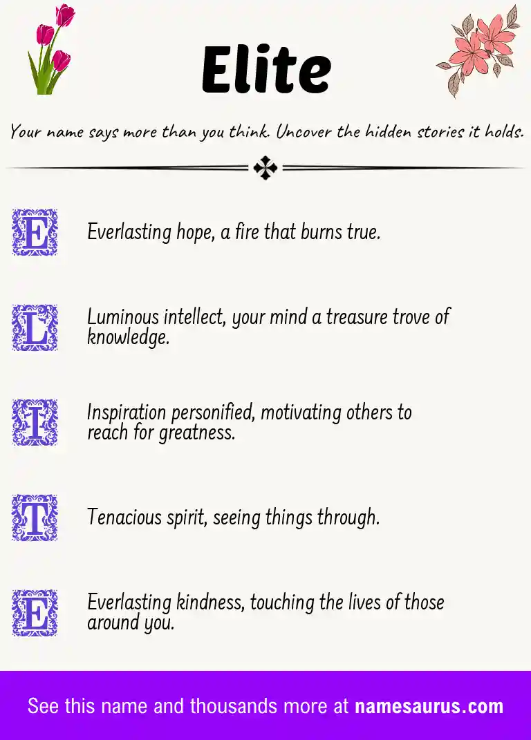 Acrostic poem about Elite.