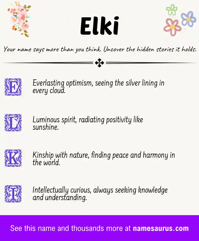 Acrostic poem about Elki.