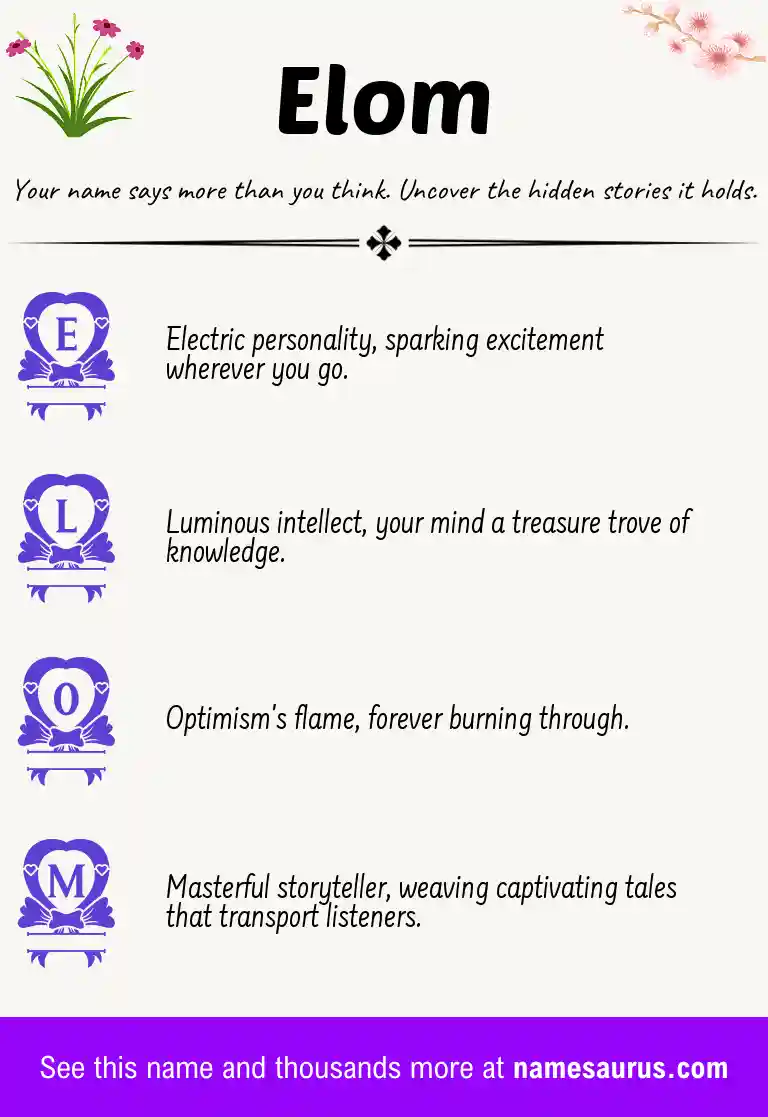 Acrostic poem about Elom.