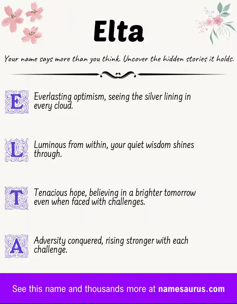 Acrostic poem about Elta.