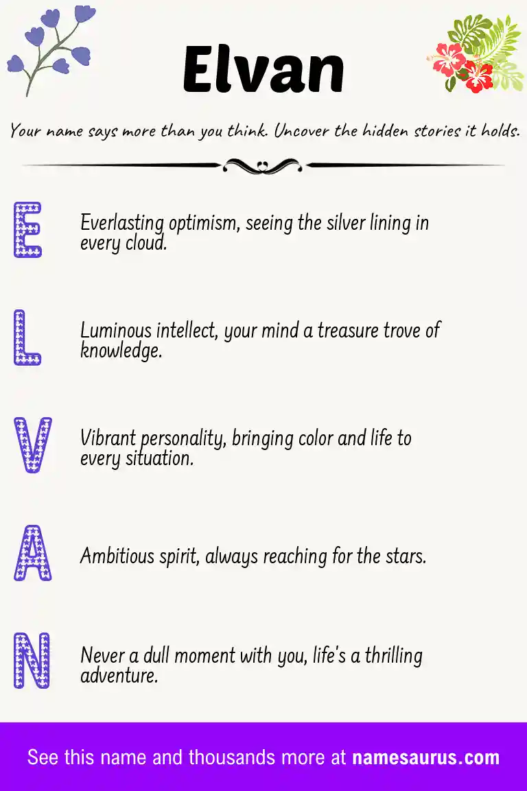Acrostic poem about Elvan.