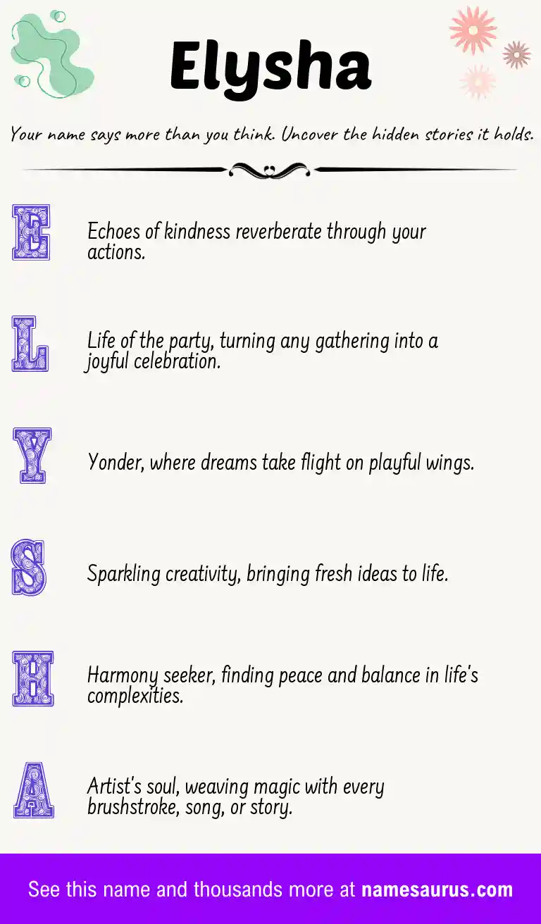 Acrostic poem about Elysha.