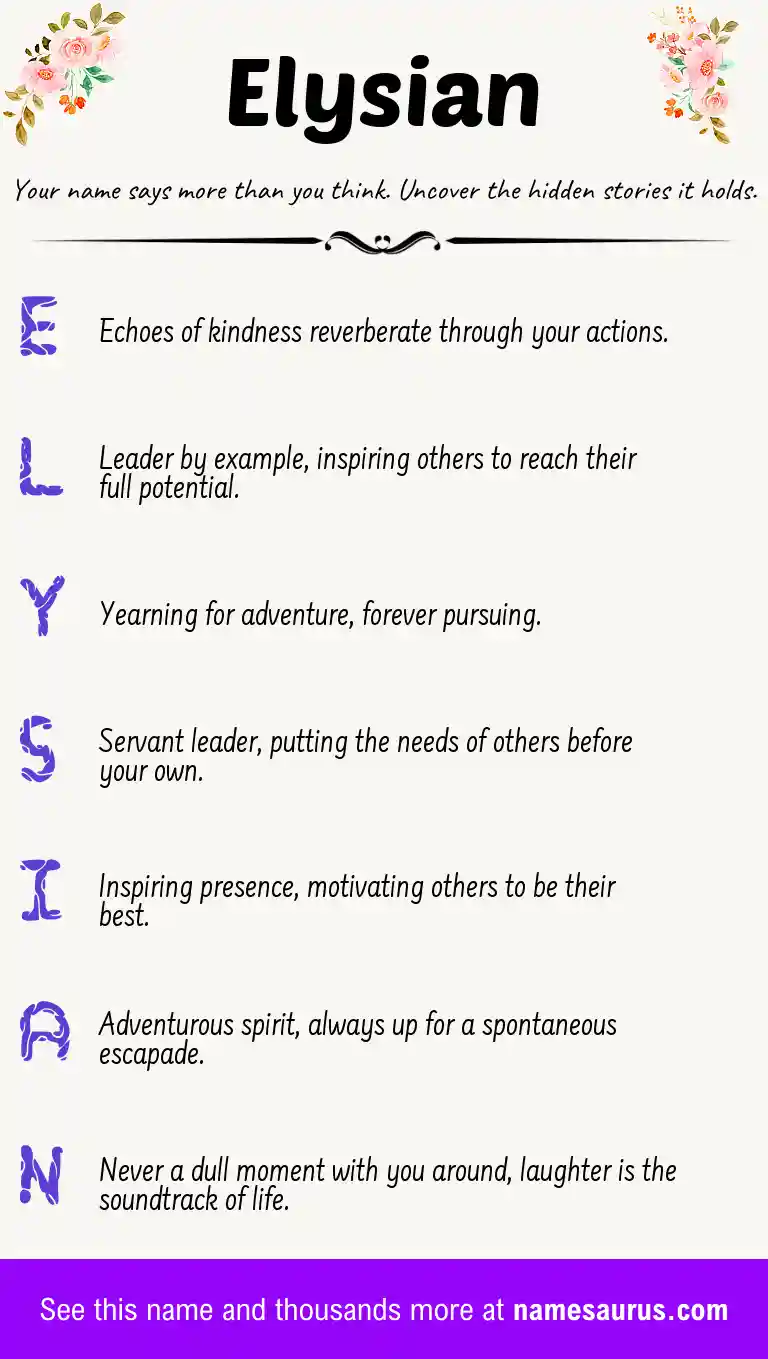 Acrostic poem about Elysian.
