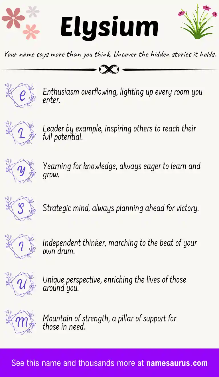 Acrostic poem about Elysium.