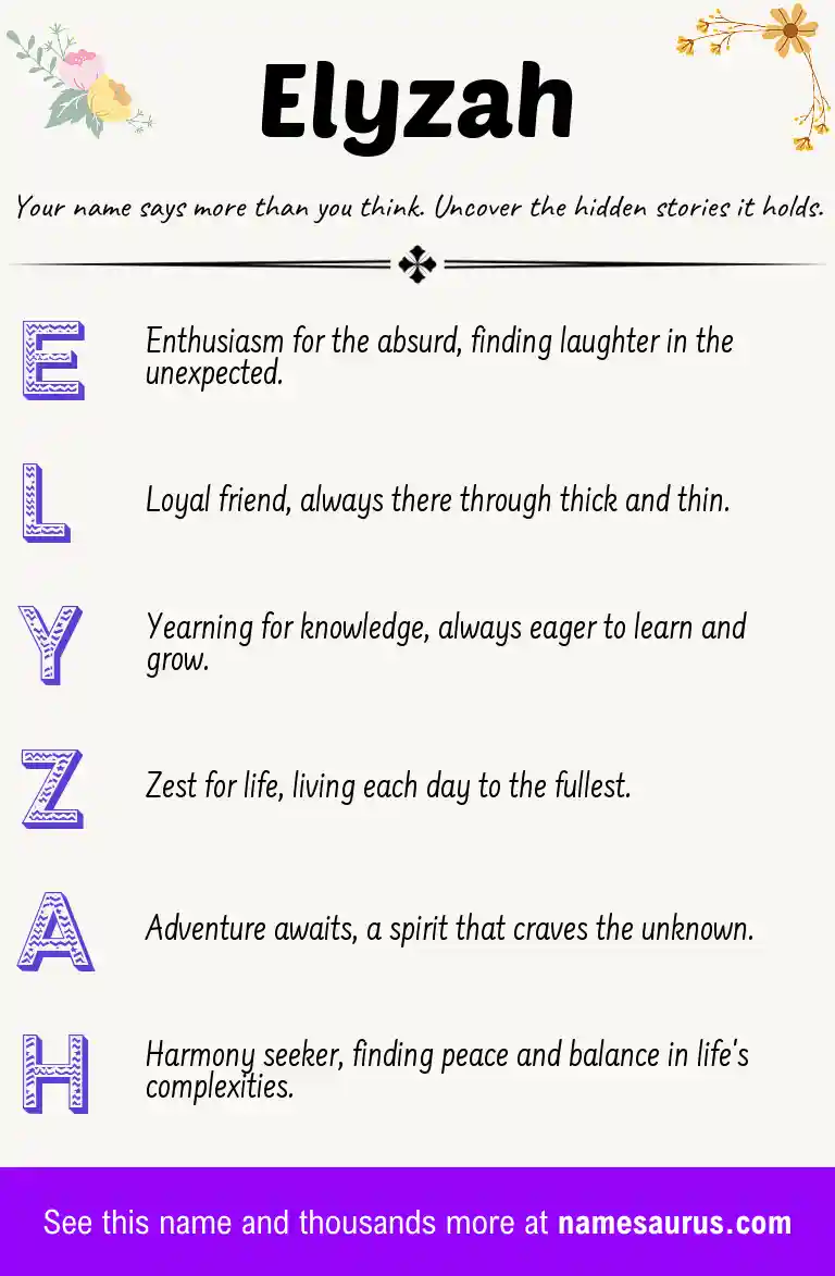 Acrostic poem about Elyzah.
