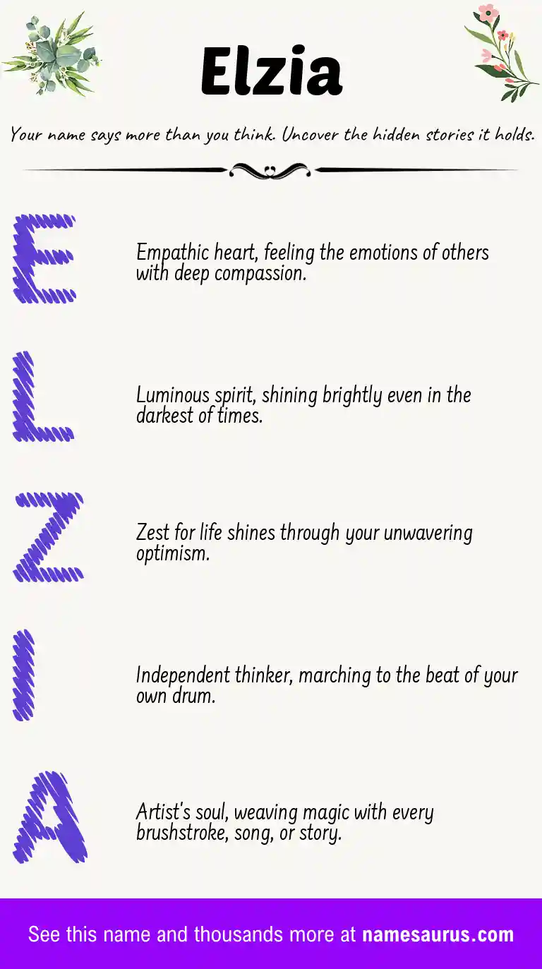 Acrostic poem about Elzia.