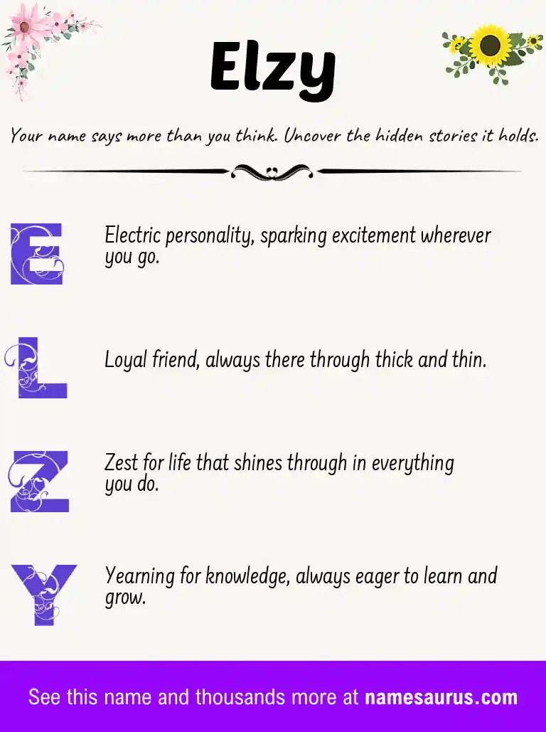 Acrostic poem about Elzy.