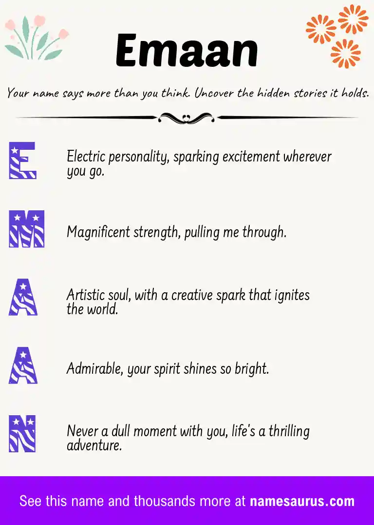 Acrostic poem about Emaan.