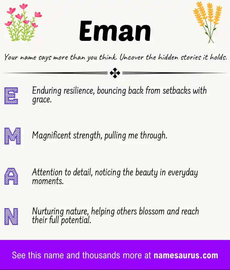 Acrostic poem about Eman.