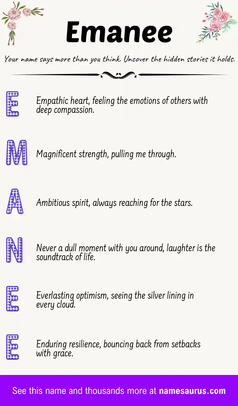 Acrostic poem about Emanee.