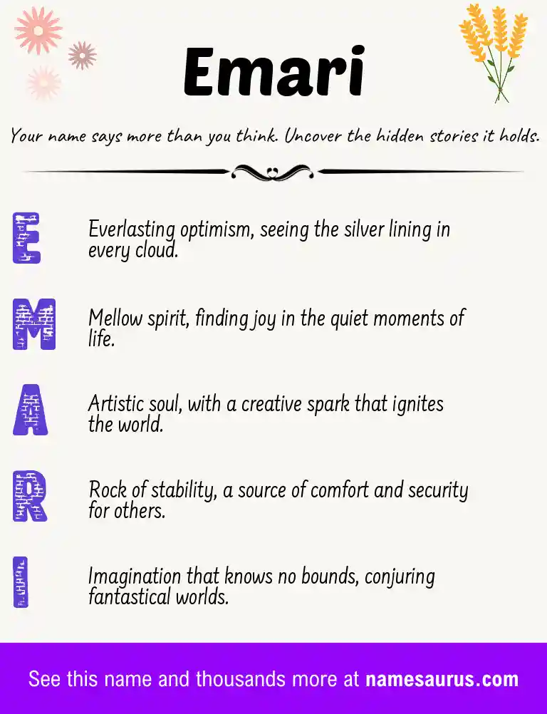 Acrostic poem about Emari.