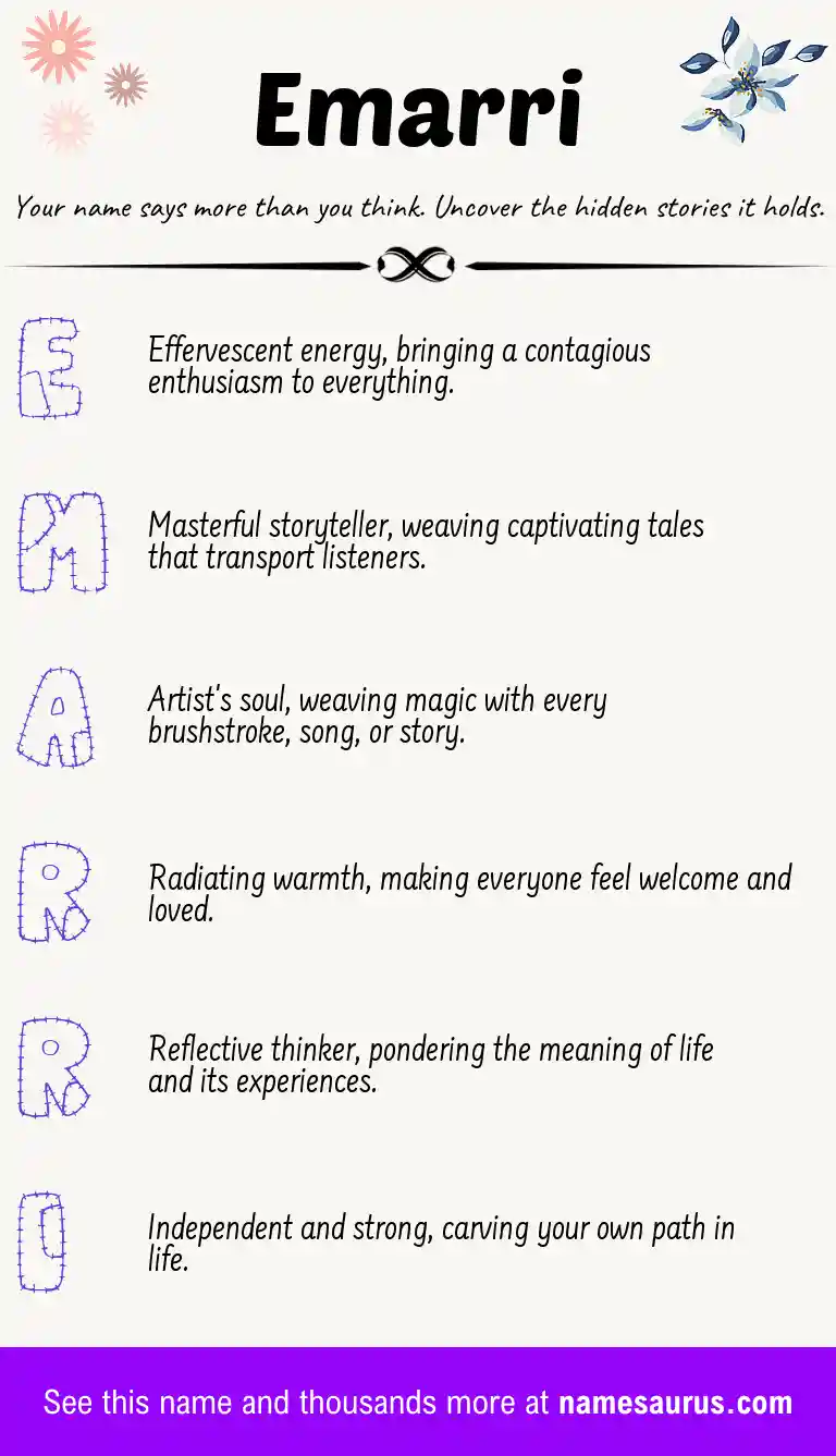 Acrostic poem about Emarri.