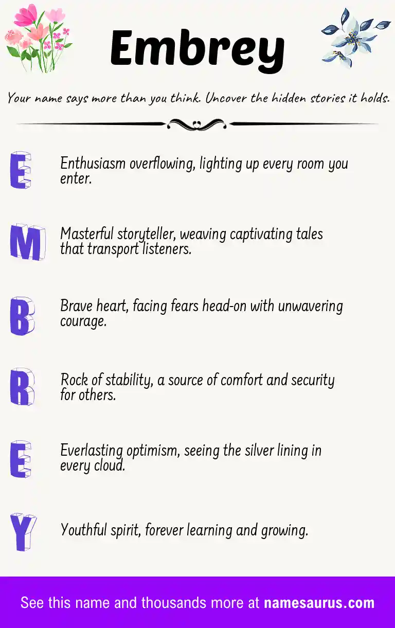 Acrostic poem about Embrey.
