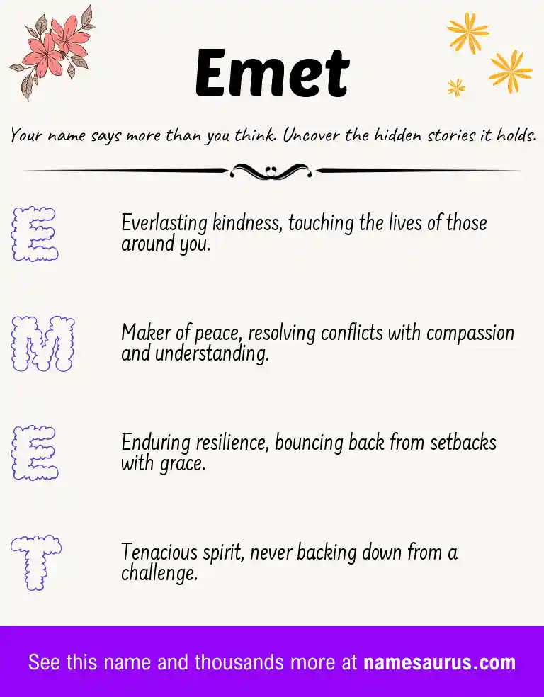 Acrostic poem about Emet.