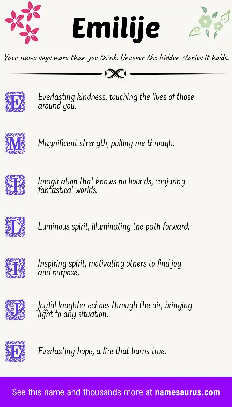 Acrostic poem about Emilije.