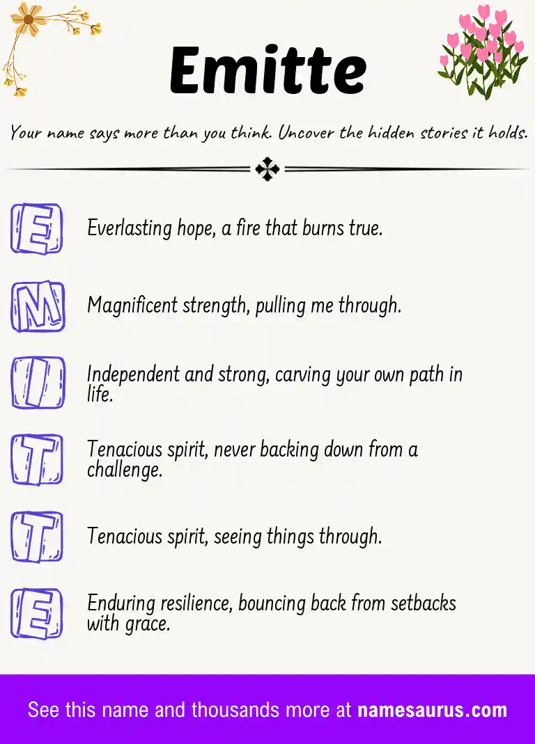 Acrostic poem about Emitte.