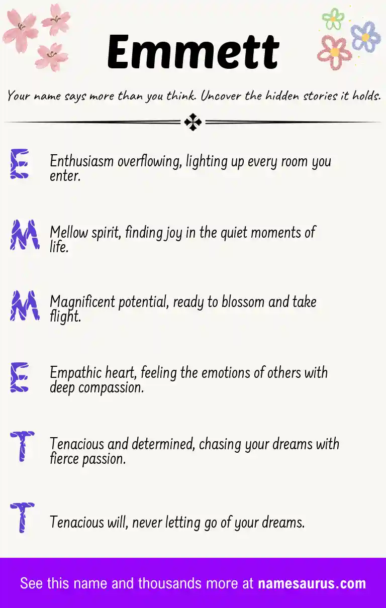 Acrostic poem about Emmett.
