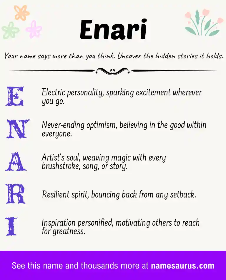 Acrostic poem about Enari.