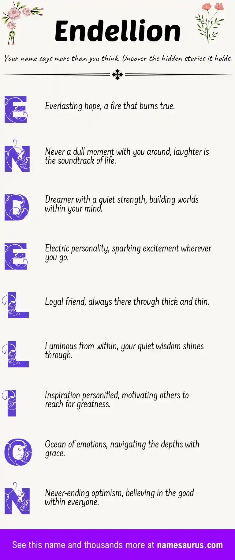 Acrostic poem about Endellion.