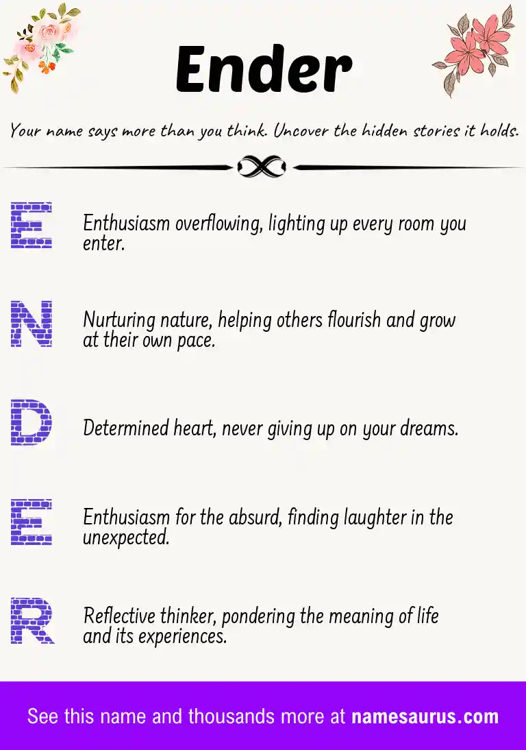 Acrostic poem about Ender.