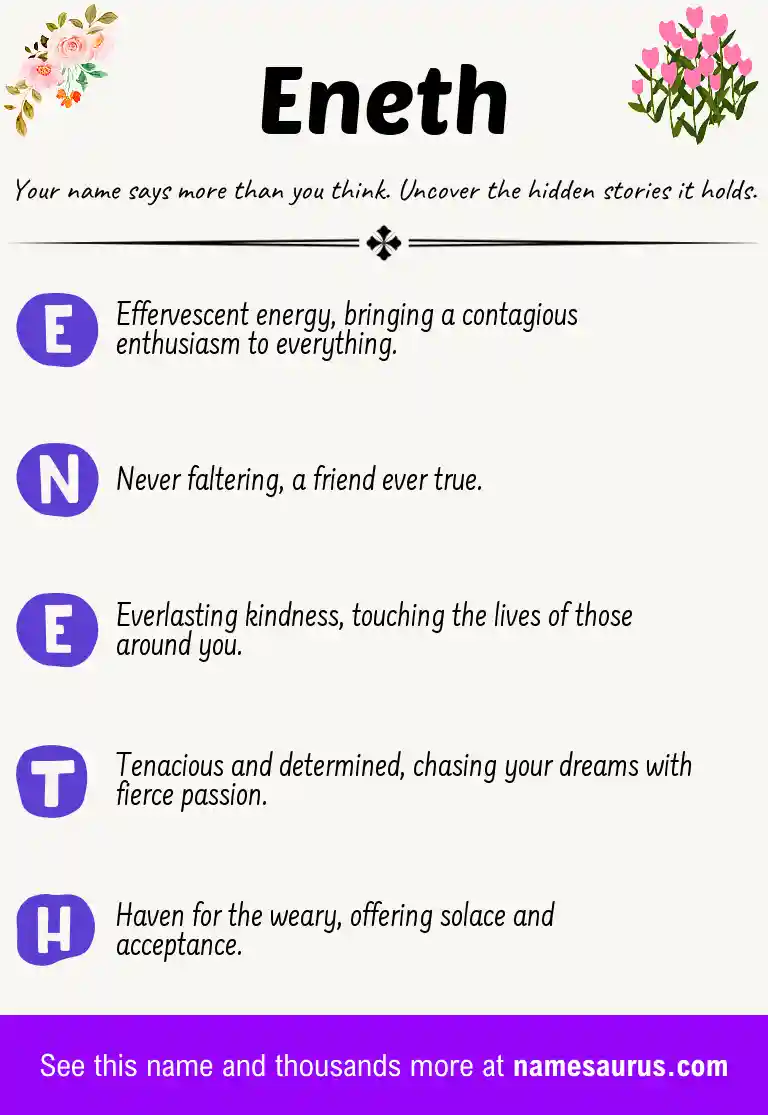 Acrostic poem about Eneth.