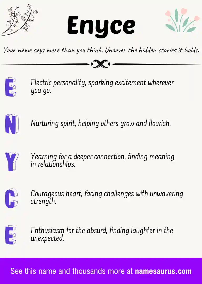 Acrostic poem about Enyce.
