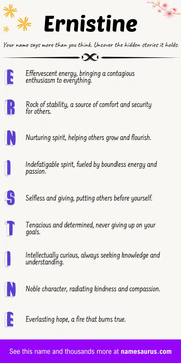 Acrostic poem about Ernistine.