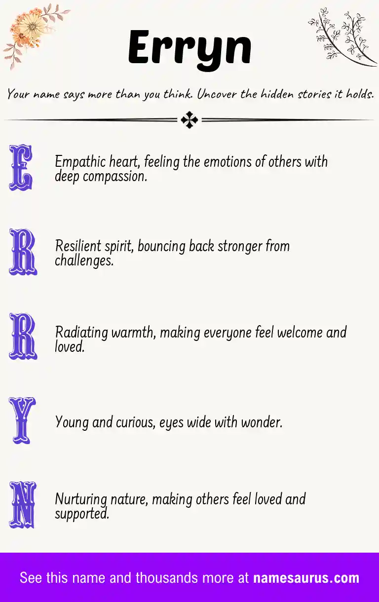 Acrostic poem about Erryn.