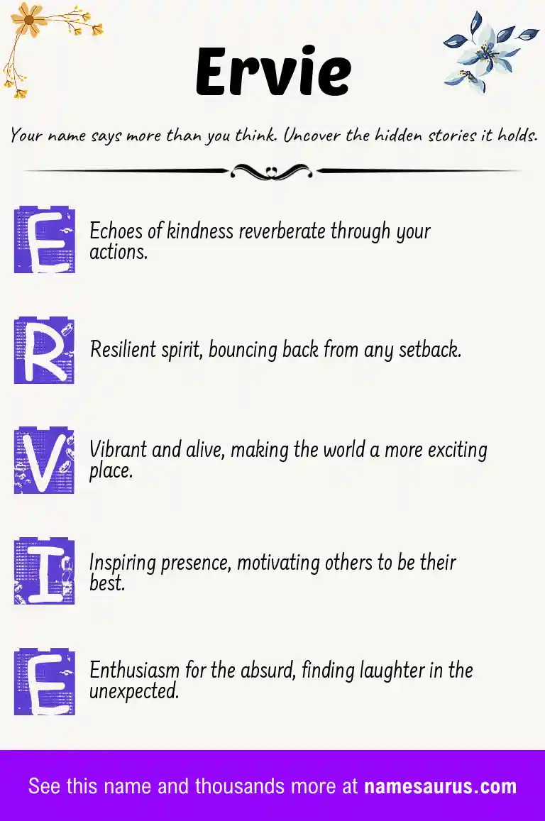 Acrostic poem about Ervie.