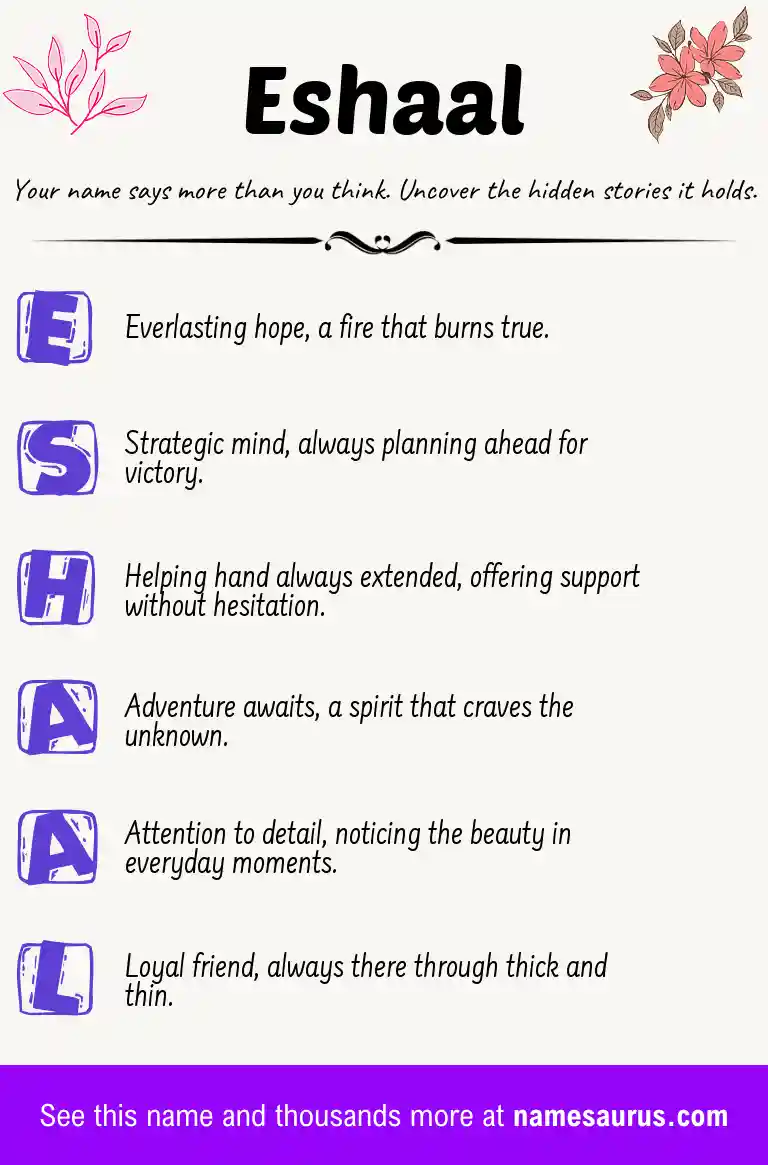 Acrostic poem about Eshaal.