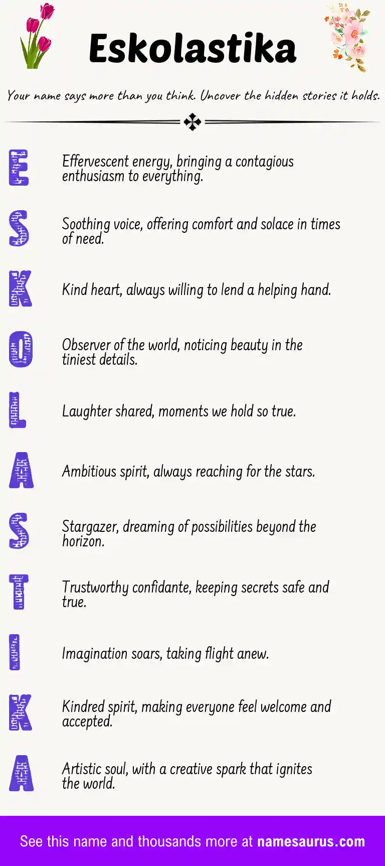Acrostic poem about Eskolastika.