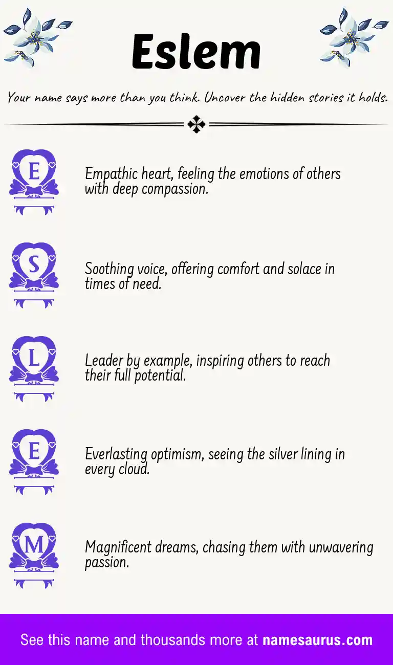 Acrostic poem about Eslem.