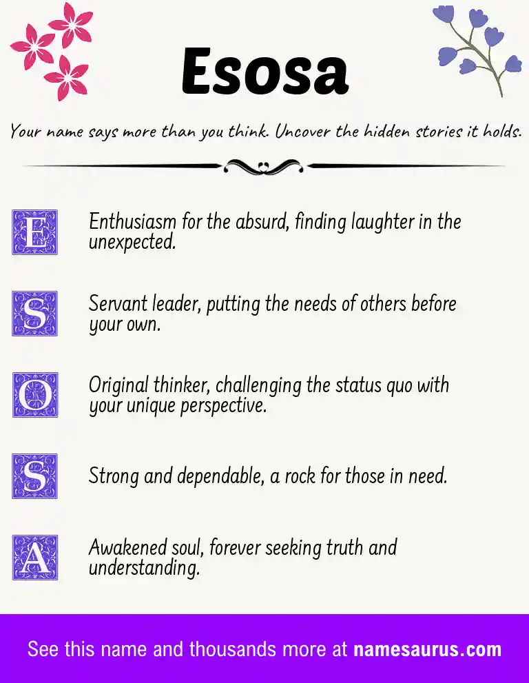 Acrostic poem about Esosa.