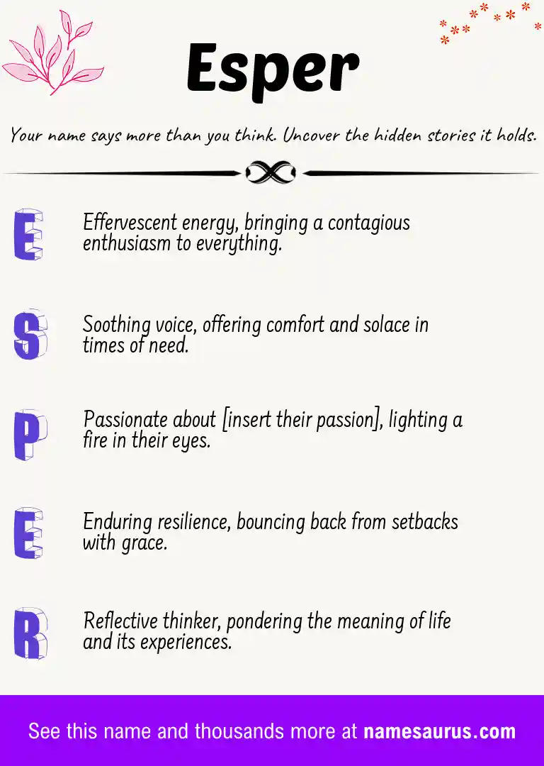 Acrostic poem about Esper.