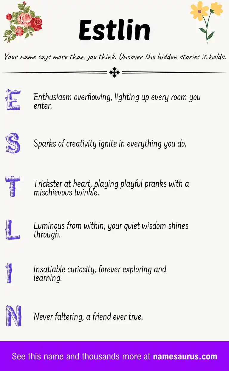 Acrostic poem about Estlin.