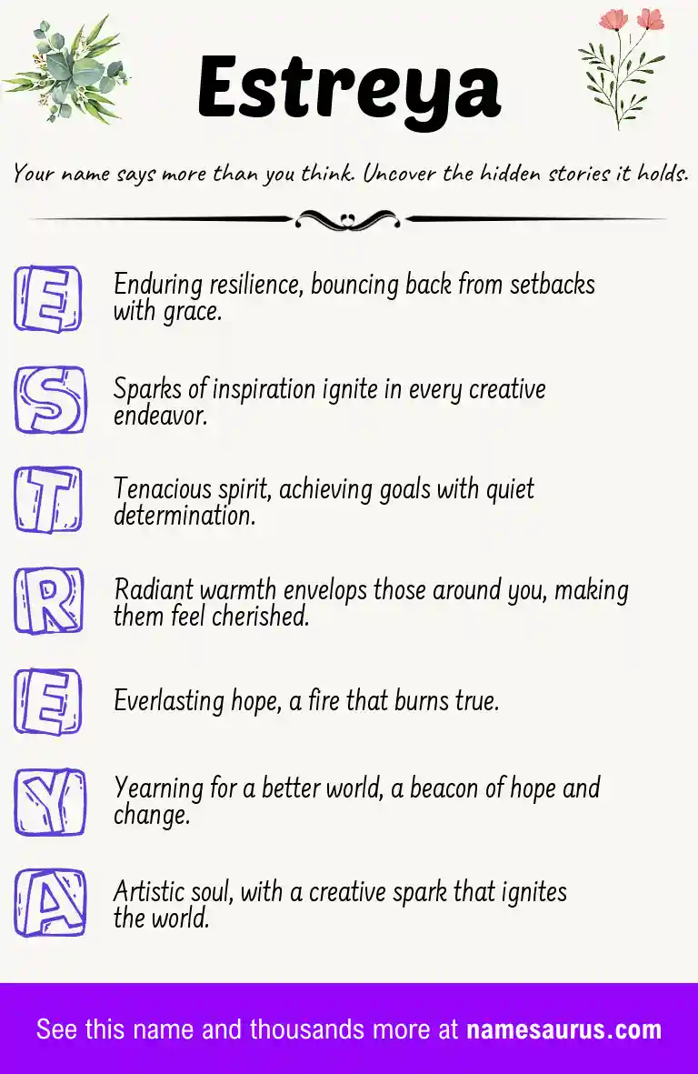 Acrostic poem about Estreya.