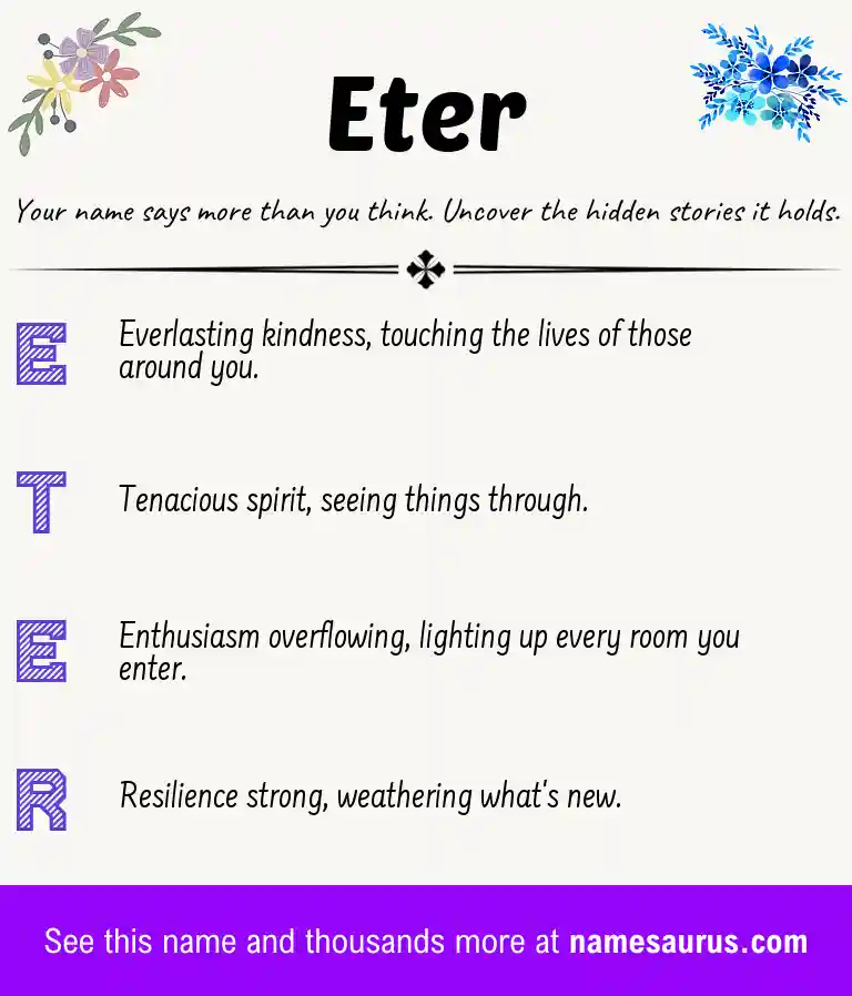 Acrostic poem about Eter.