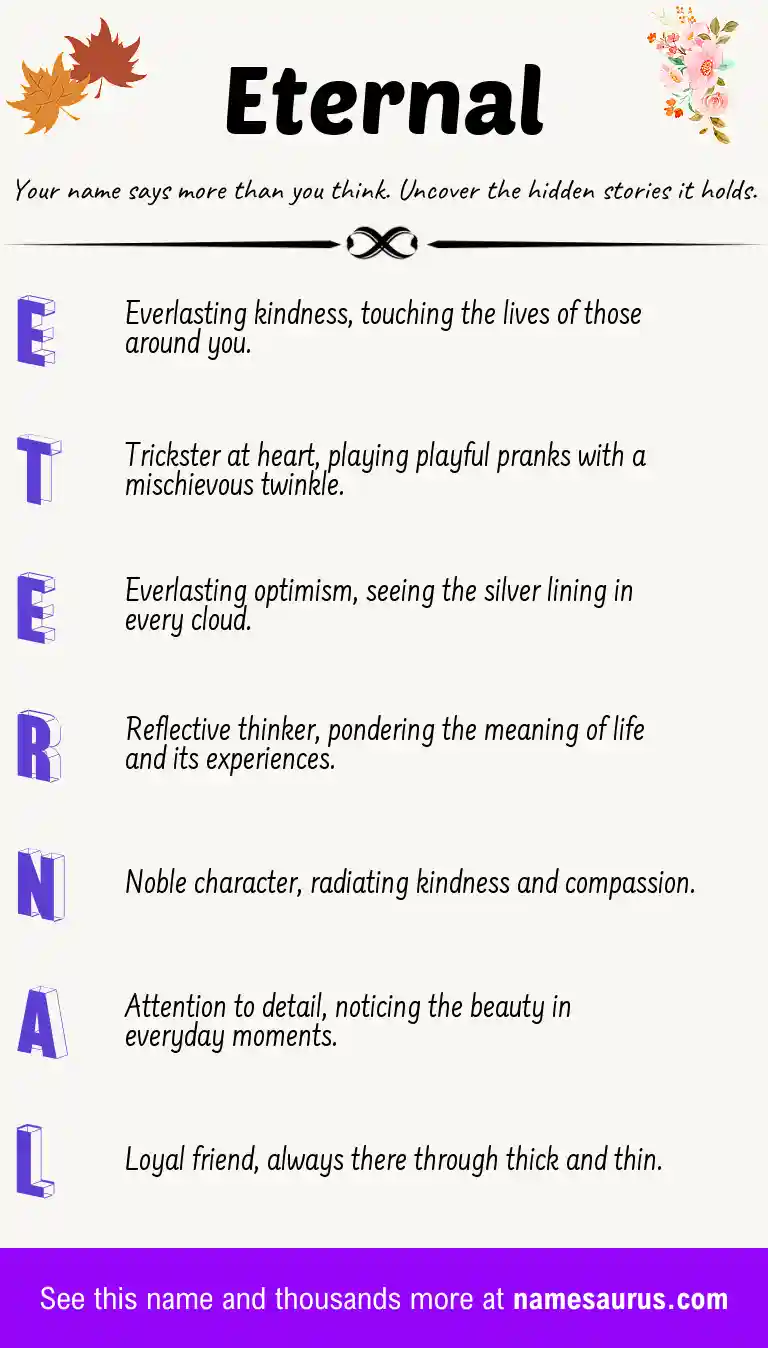 Acrostic poem about Eternal.