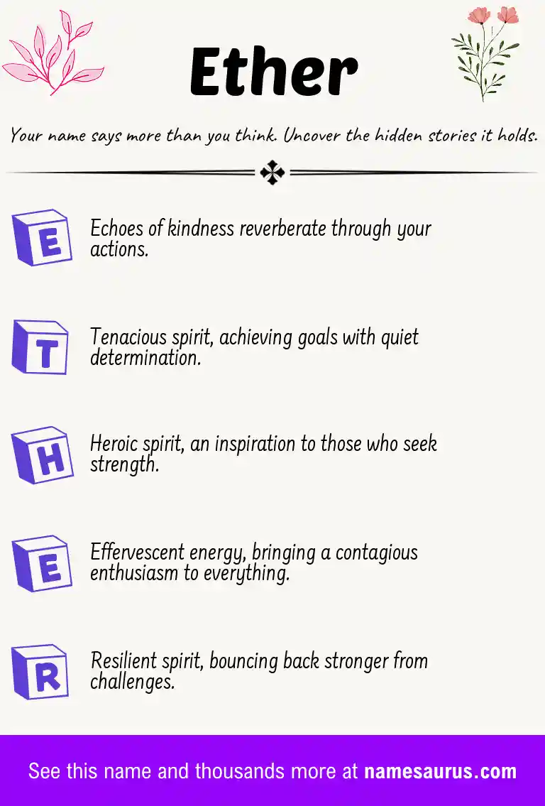 Acrostic poem about Ether.
