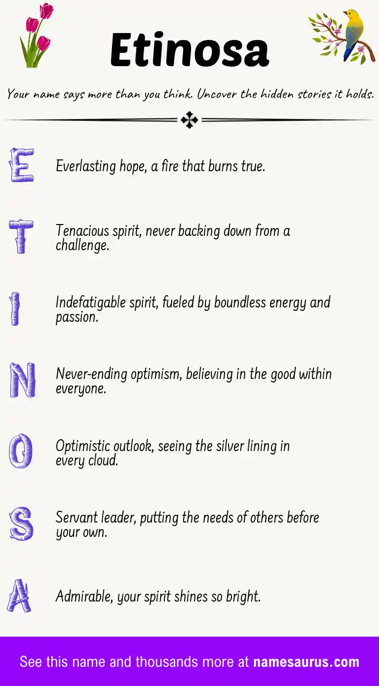 Acrostic poem about Etinosa.