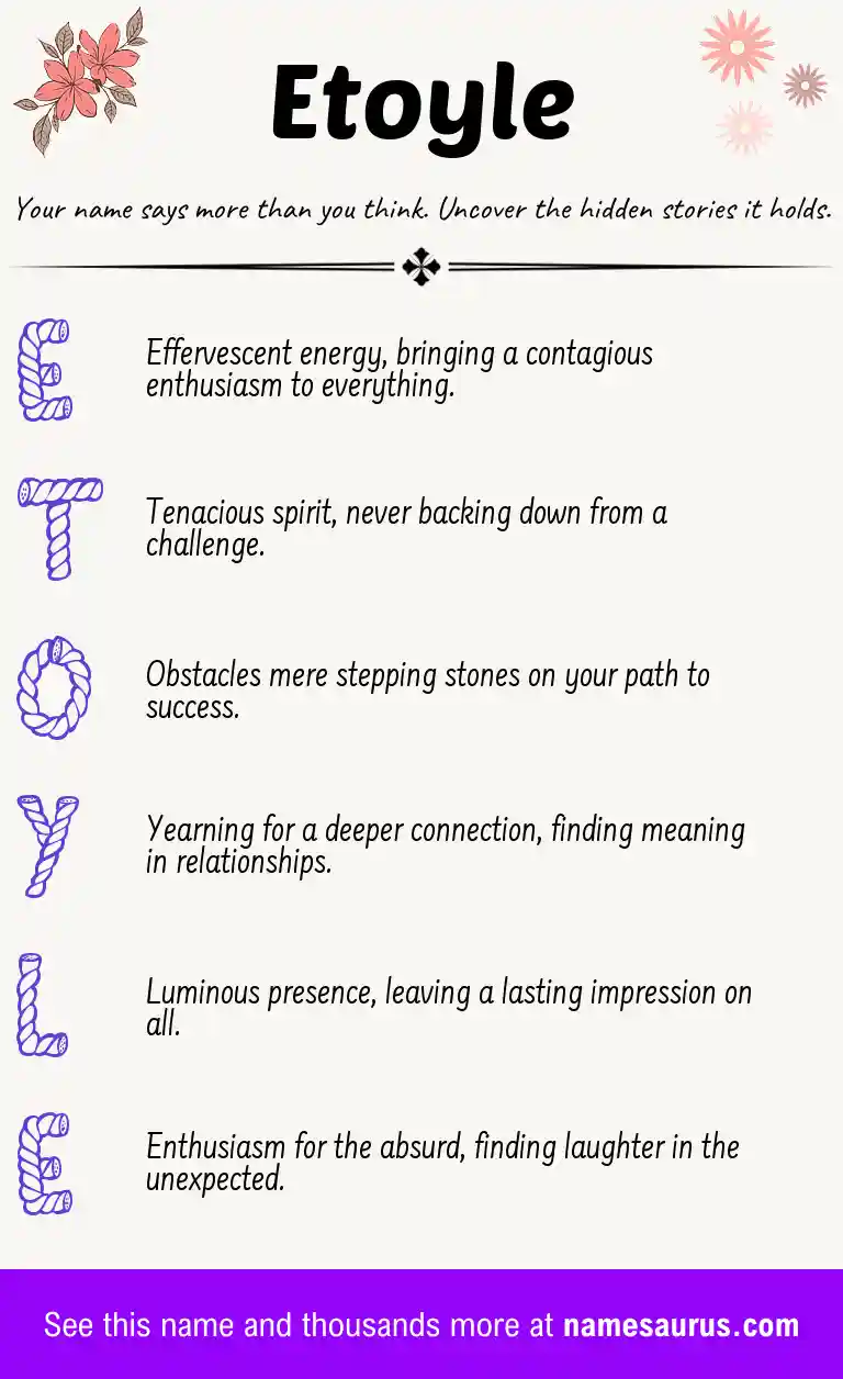Acrostic poem about Etoyle.