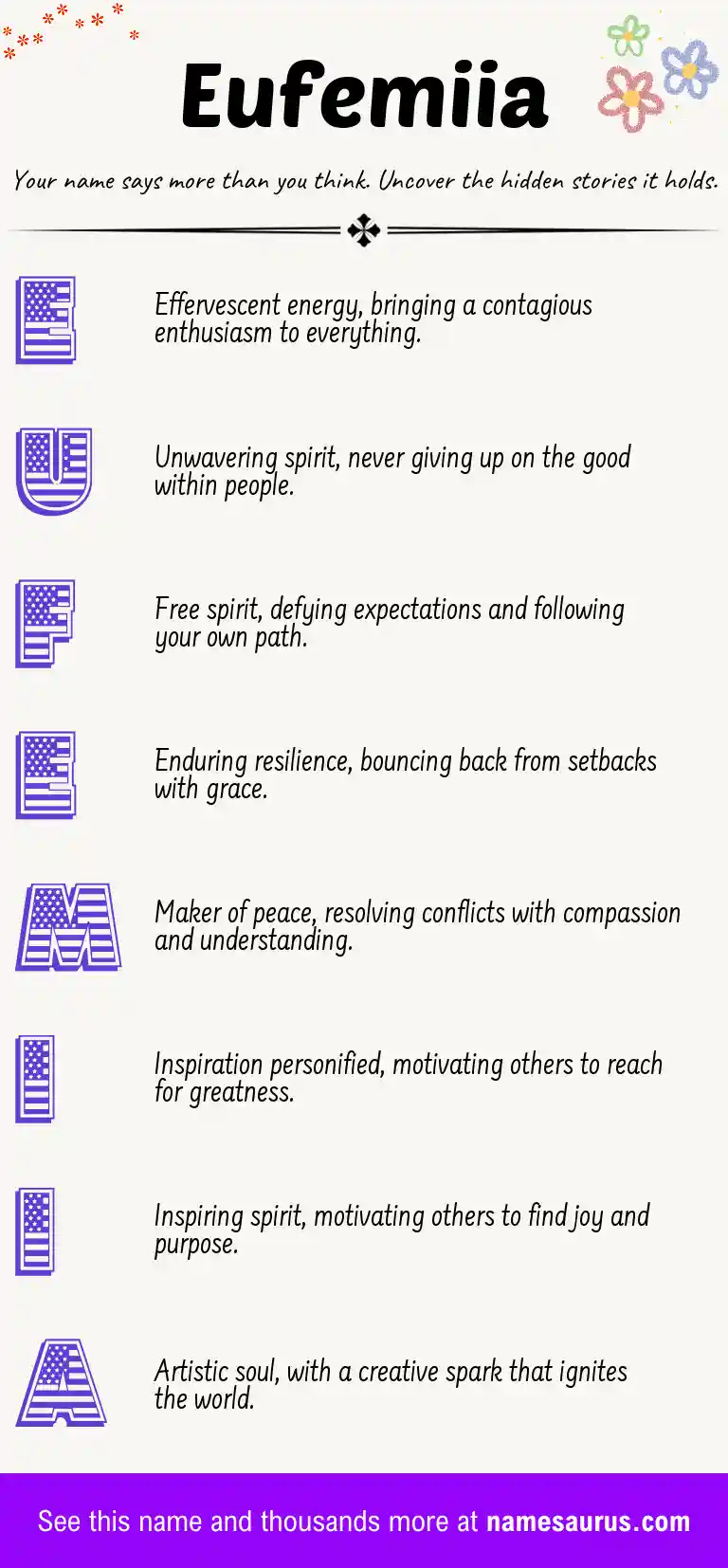 Acrostic poem about Eufemiia.