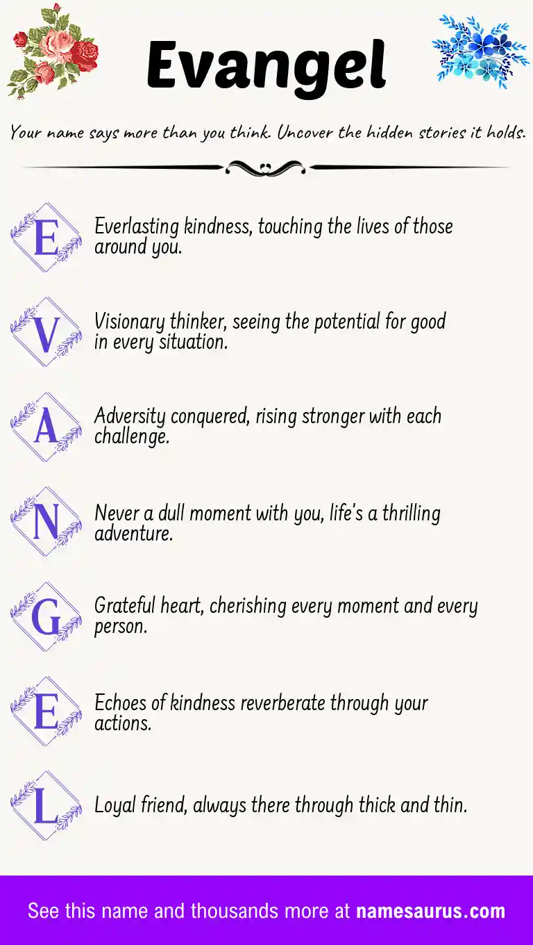 Acrostic poem about Evangel.