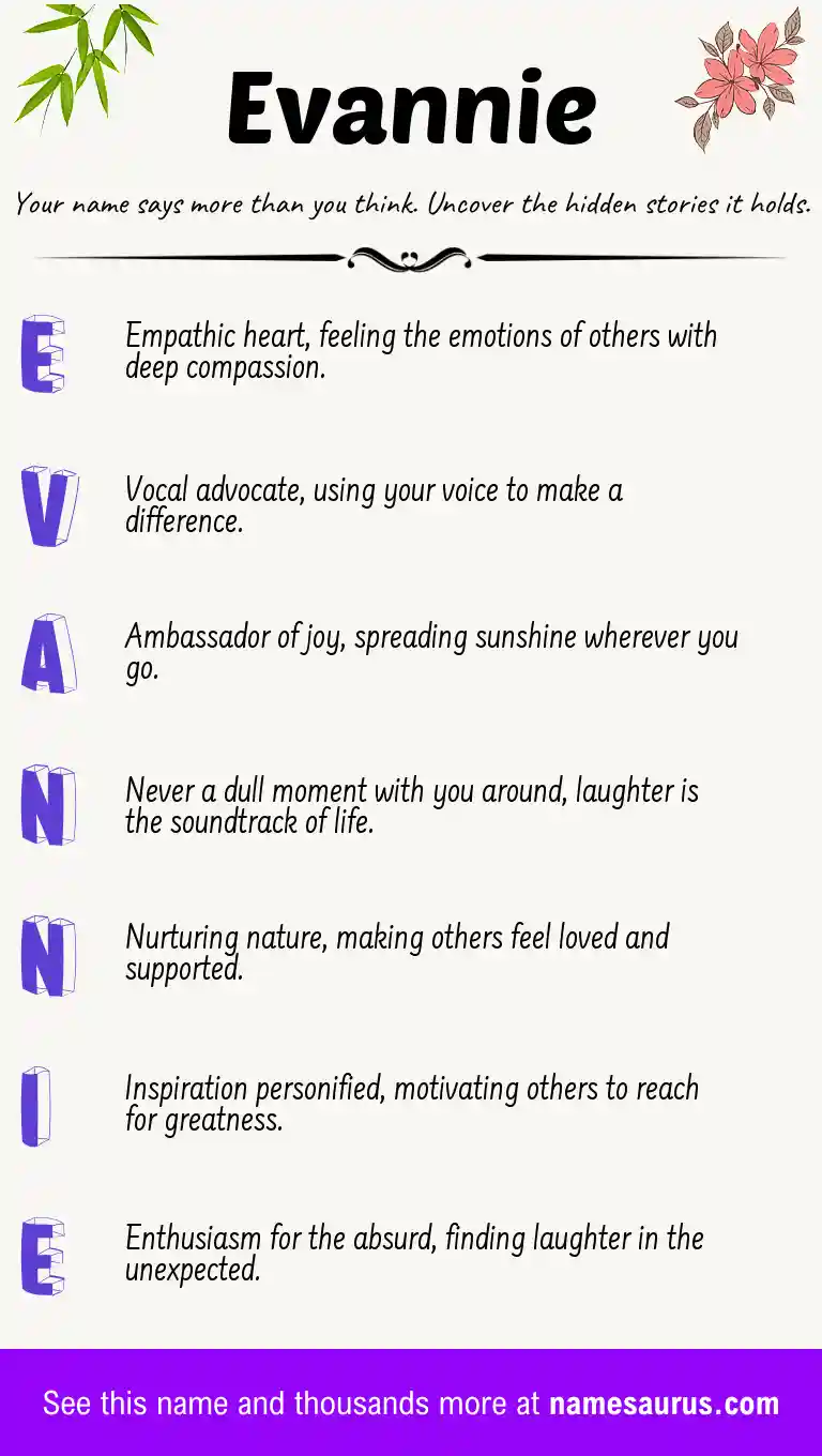 Acrostic poem about Evannie.