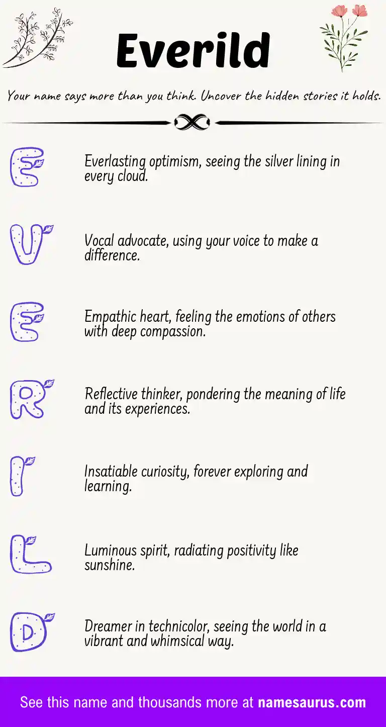 Acrostic poem about Everild.