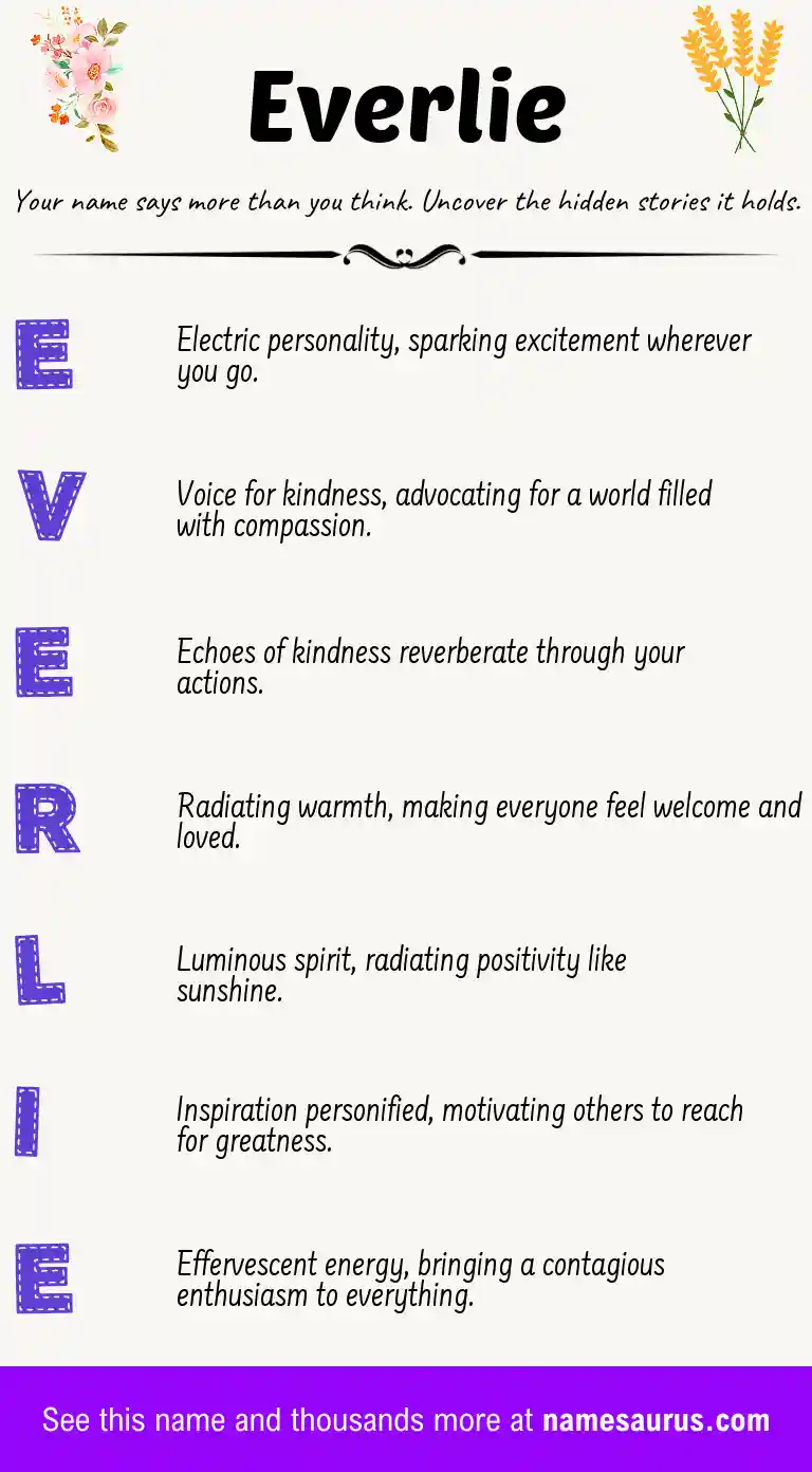 Acrostic poem about Everlie.