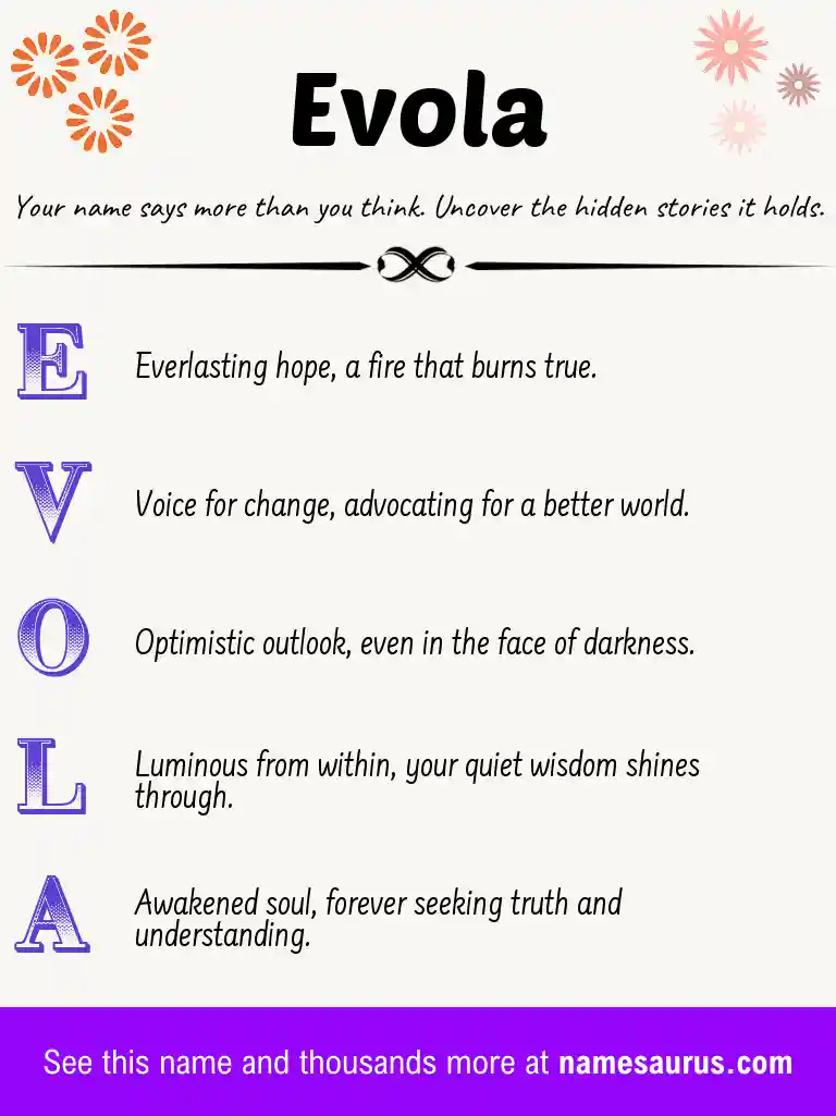 Acrostic poem about Evola.